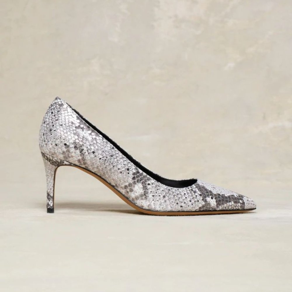 M. Gemi Esatto 70mm White and Black Snake Print Size 35.5